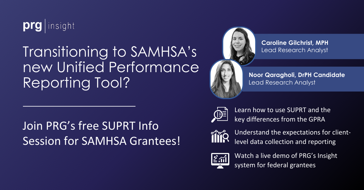 Invitation to PRG's SUPRT Info Session for SAMHSA Grantees